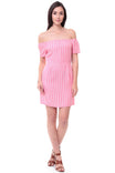 Off Shoulder Tencel Stripe Dress