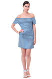Off Shoulder Tencel Stripe Dress