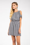Open Shoulder Tencel Stripe Dress