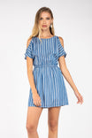 Open Shoulder Tencel Stripe Dress