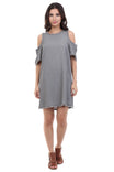 Frayed Cold Shoulder Dress