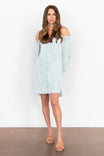 Roll Tab Sleeve Off Shoulder Shift Dress