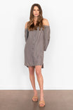Roll Tab Sleeve Off Shoulder Shift Dress