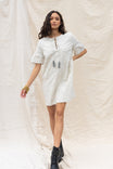 Lace Up Front Stripe Jacquard Shift Dress
