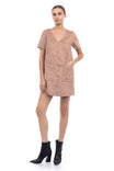 Micro Suede V-neck Dress