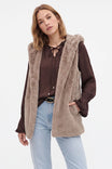 Hooded Faux Fur Vest