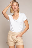 Heart Side Hem Faux Suede Shorts