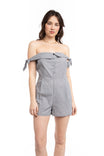 Off Shoulder Tie Sleeve Romper