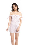 Off Shoulder Tie Sleeve Romper