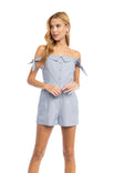 Off Shoulder Tie Sleeve Romper