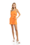 Ruffle Layered Waist Belted Romper