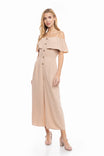 Button Down Off Shoulder Jumpsuit