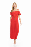 Button Down Off Shoulder Jumpsuit