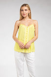 Contrast Piping Button Down Cami