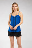 Contrast Piping Button Down Cami
