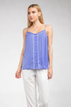 Contrast Piping Button Down Cami