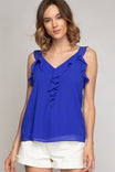 Button Down Ruffle Top