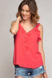 Button Down Ruffle Top
