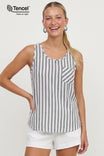 Stripe Tencel Tank with Pocket