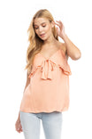 Double Layer Ruffle Cami With Tie Front