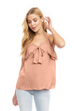 Double Layer Ruffle Cami With Tie Front