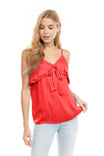 Double Layer Ruffle Cami With Tie Front