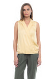 Sleeveless Bottom Band Collar Top