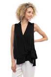 Overlap Asymmetric Hem Loose Top With Wide Tie