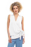 Overlap Asymmetric Hem Loose Top With Wide Tie