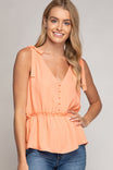 Tie Shoulder Elastic Empire Crop Top