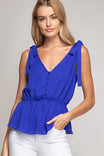 Tie Shoulder Elastic Empire Crop Top