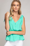 Tie Shoulder Elastic Empire Crop Top