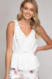 Tie Shoulder Elastic Empire Crop Top