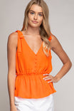 Tie Shoulder Elastic Empire Crop Top