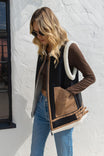 Faux Shearling-trimmed Leather Vest (3PCS 1PACK)