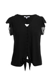 Front Button Down Tie Blouse