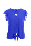 Front Button Down Tie Blouse