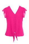 Front Button Down Tie Blouse