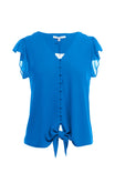 Front Button Down Tie Blouse