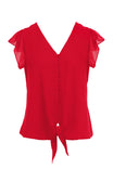 Front Button Down Tie Blouse