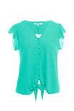 Front Button Down Tie Blouse