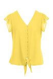 Front Button Down Tie Blouse