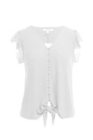 Front Button Down Tie Blouse