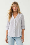Striped Button Up Collar Shirt