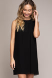 Front Pleats Tied Back Shift Dress