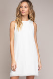 Front Pleats Tied Back Shift Dress