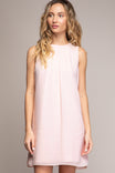 Front Pleats Tied Back Shift Dress
