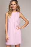 Front Pleats Tied Back Shift Dress