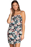 Strappy Flower Print Mini Dress With Back Zipper