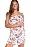 Strappy Flower Print Mini Dress With Back Zipper